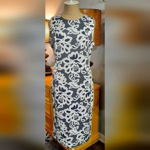 Shelby and Palmer Navy Blue and White Floral Dress- lace Overlay Size 8.